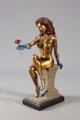 BILL TOMA, "A GIFT OF LOVE", bronze of a female nude, on a plinth.