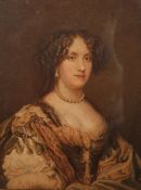 ENGLISH SCHOOL, PORTRAIT OF A LADY WEARING A PEARL NECKLACE, unsigned, watercolour, framed, 21.