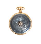 A CONTINENTAL GOLD, DIAMOND AND ENAMEL FOB WATCH, LATE 19TH CENTURY,