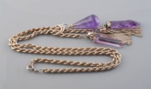 A SILVER AND AMETHYST NECKLACE,