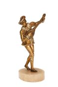 A CONTINENTAL COLD GILT-PAINTED METAL FIGURE OF A TROUBADOR, second quarter of the 20th century,