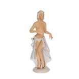 A GERMAN PORCELAIN FIGURE OF A DANCER, FASOLD & STAUCH, 1930's/40's, modelled topless,