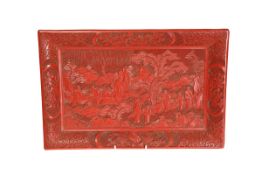 A GOOD CHINESE CINNABAR LACQUER TRAY, c.