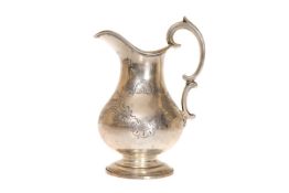 A LARGE VICTORIAN SILVER CREAM JUG, LONDON 1841, of baluster form,