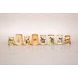 A COLLECTION OF EIGHT PORCELAIN THIMBLES, probably all Royal Worcester but only two marked,