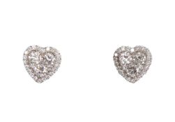 A PAIR OF HEART-FORM DIAMOND CLUSTER EARRINGS,
