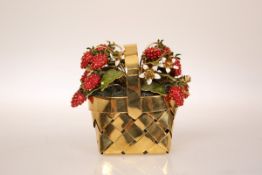 JANE HUTCHESON FOR CARTIER A SILVER GILT AND ENAMEL BASKET OF STRAWBERRIES,
