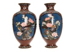 A PAIR OF JAPANESE CLOISONNE VASES, MEIJI PERIOD, c.