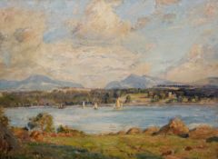 HERBERT ROYLE (1870-1958), THE MENAI STRAITS, signed, inscribed with title verso, oil on board,