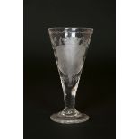 A CONTINENTAL ARMORIAL DRINKING GLASS, LATE 18th CENTURY, of plain trumpet form,