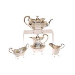 A GOOD GEORGE V SILVER FOUR-PIECE TEA SERVICE, Pearce & Sons, London 1911 and 1912,