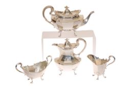 A GOOD GEORGE V SILVER FOUR-PIECE TEA SERVICE, Pearce & Sons, London 1911 and 1912,