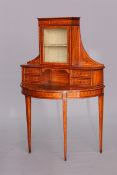 A FINE INLAID SATINWOOD DEMILUNE DESK, LATE 19TH CENTURY,