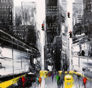 LOUIS MAGRE (FRENCH, BORN 1955), TIMES SQUARE, NEW YORK, signed, oil and acrylic on canvas.