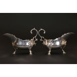 A PAIR OF LATE VICTORIAN SILVER SAUCE BOATS, Martin Hall & Co Ltd, Sheffield 1896,