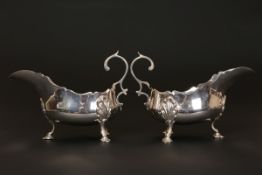 A PAIR OF LATE VICTORIAN SILVER SAUCE BOATS, Martin Hall & Co Ltd, Sheffield 1896,