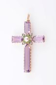 AN AMETHYST AND PEARL PENDANT, circa 1880-1890,