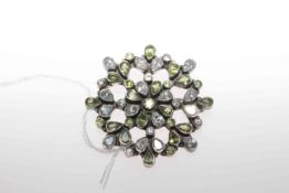 Brooch set with white and pale green 'stones'