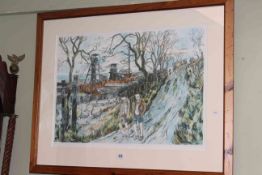 Tom Mcguinness, The Allotments, Easington, signed, titled and numbered 118/200, print, framed, 47.