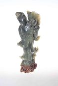 Chinese jade figure, on stand, overall 28.