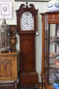 Early 19th Century eight day longcase clock having floral painted arched dial, signed Walker,