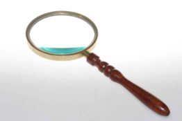Large brass mounted magnifying glass, 37.