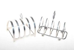 Silver toast rack and a plated toast rack