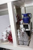 Royal Doulton figure 'Christmas Day', Wedgwood jasper jug, cruet, cranberry glass vase,