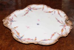 Royal Crown Derby cabaret tray of shaped oval form with garlands and moulded border