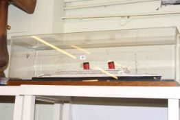 Cased model of Queen Elizabeth liner