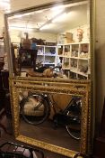 Large framed bevelled wall mirror and two large gilt framed bevelled wall mirrors (3)
