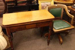 Victorian mahogany fold top tea table and early 20th Century swivel desk chair (2)