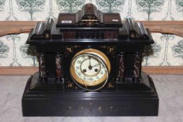 Late Victorian slate and marble mantel clock