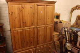Pine two door combination wardrobe and Victorian dressing table