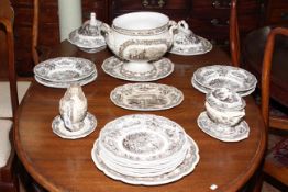 William Smith & Co, Stockton on Tees, a select views pattern brown transfer printed dinner service,