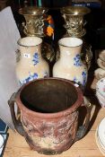 Good pair of Chinese brass vases,