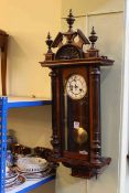 Victorian walnut cased Vienna wall clock
