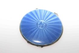 Silver and blue enamel compact circa 1930-40 and a pair of enamel buttons