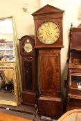 Antique mahogany eight day longcase clock and modern triple weight grandmother clock
