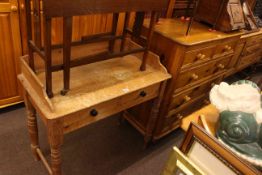 Pine two drawer washstand and pine five drawer chest