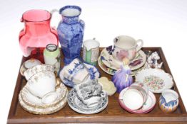 Collection of various china including Doulton figure, cups and saucers,