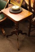 Victorian mahogany tripod work table and circular oak aneroid barometer (2)