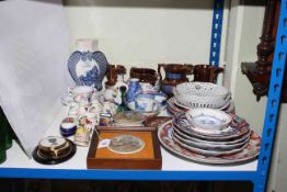 Imari plates, copper lustre jugs, crested china,