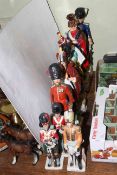 Nine pottery soldier figures