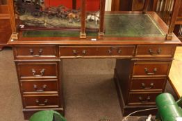 Mahogany nine drawer pedestal desk