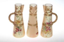 Three Royal Worcester blush ivory jugs, no. 1047, 22.