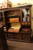Younger Furniture oak glazed door and shelf back unit,