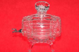 Crystal spirit barrel decanter on stand