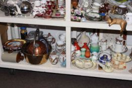 Copper and brassware, various china including Shelley, Ducal Orange Tree, Eggshell,
