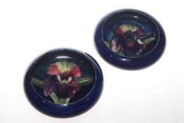 Pair of Moorcroft orchid dishes, 11.